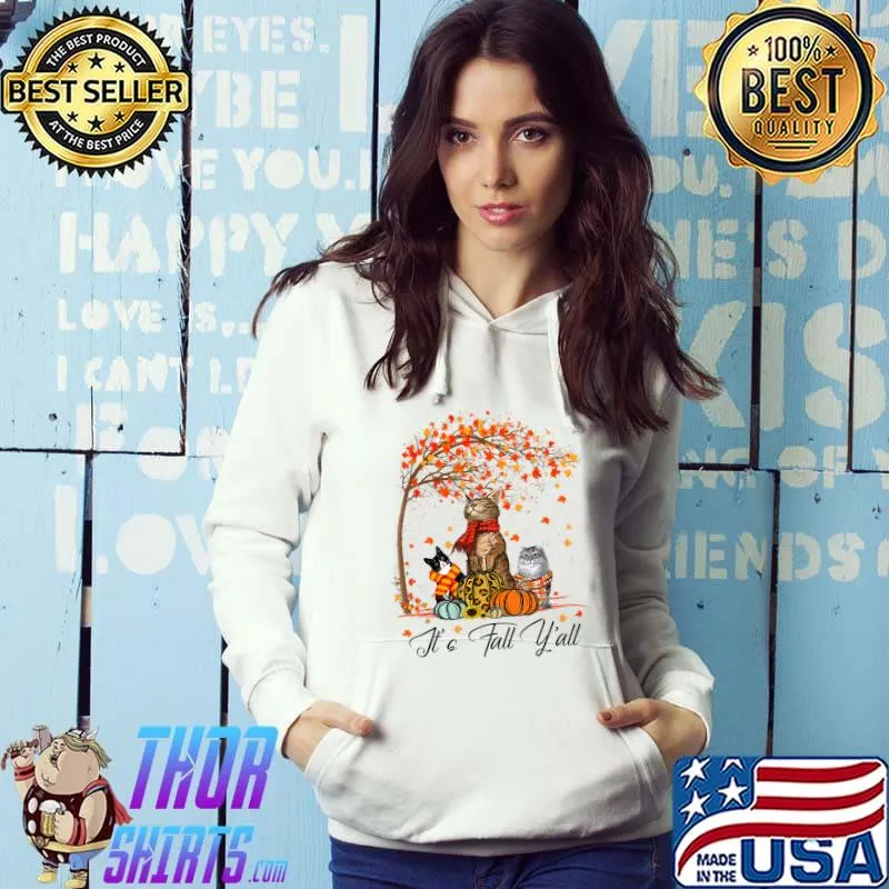 Halloween Costumes Cats Pumkins It’s Fall Y’all Autumn T-Shirt Hoodie
