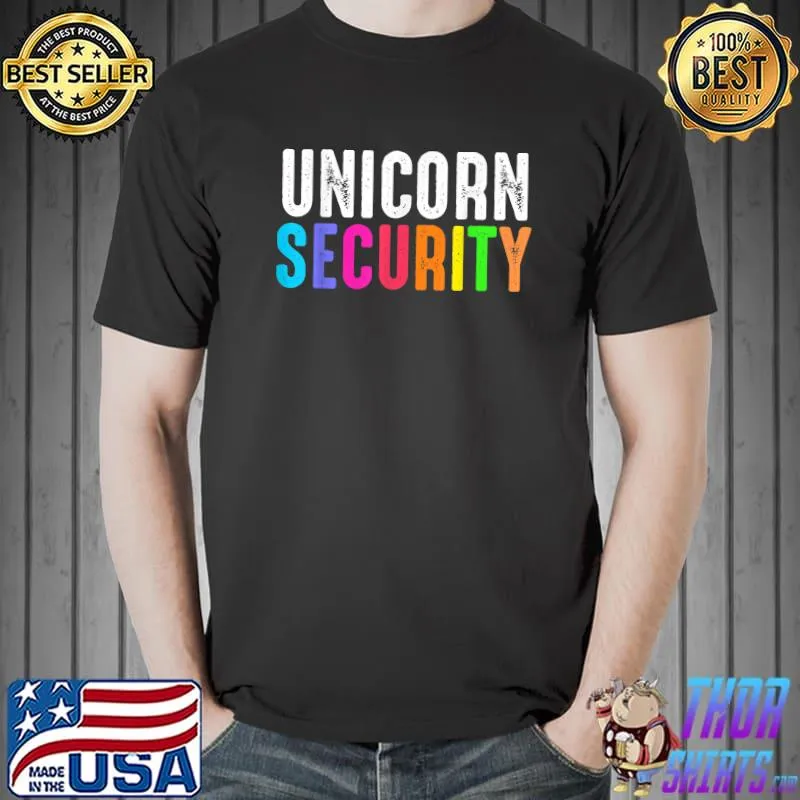 Halloween Dad Mom and Daughter Costume Unicorn Security T-Shirt