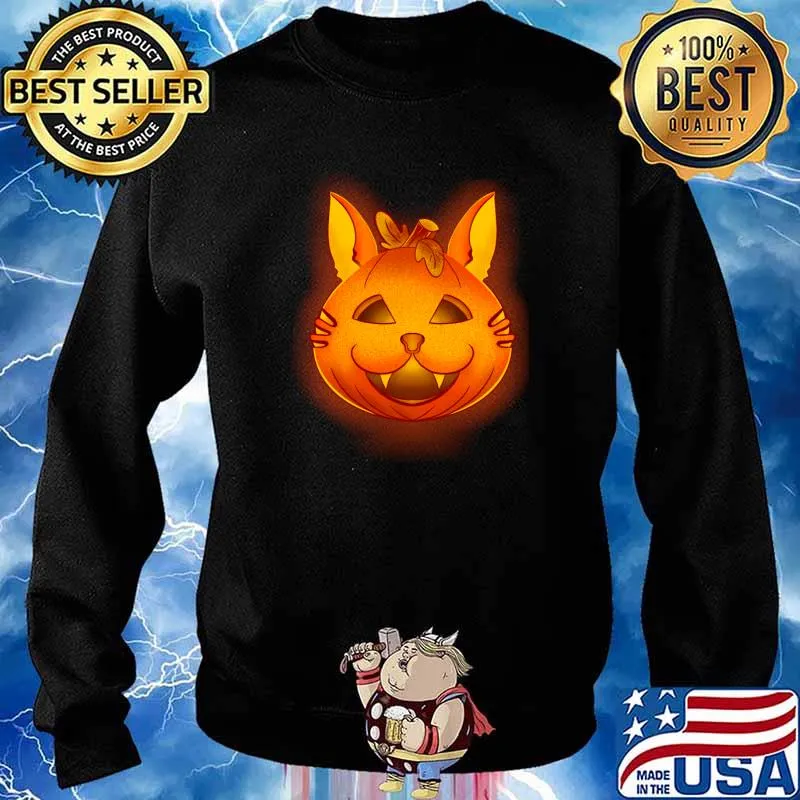 Halloween Pumpkin cat T-Shirt Sweater