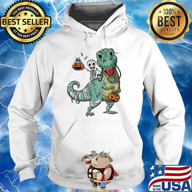 Halloween Shirts for Boys Kids Dinosaur T rex Mummy Pumpkin T-Shirt Hoodie