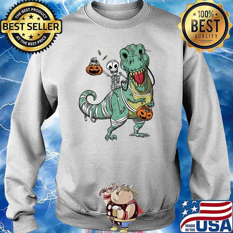 Halloween Shirts for Boys Kids Dinosaur T rex Mummy Pumpkin T-Shirt Sweater