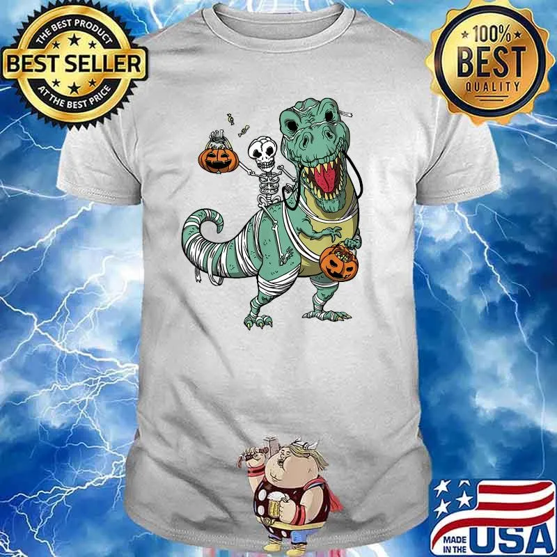 Halloween Shirts for Boys Kids Dinosaur T rex Mummy Pumpkin T-Shirt