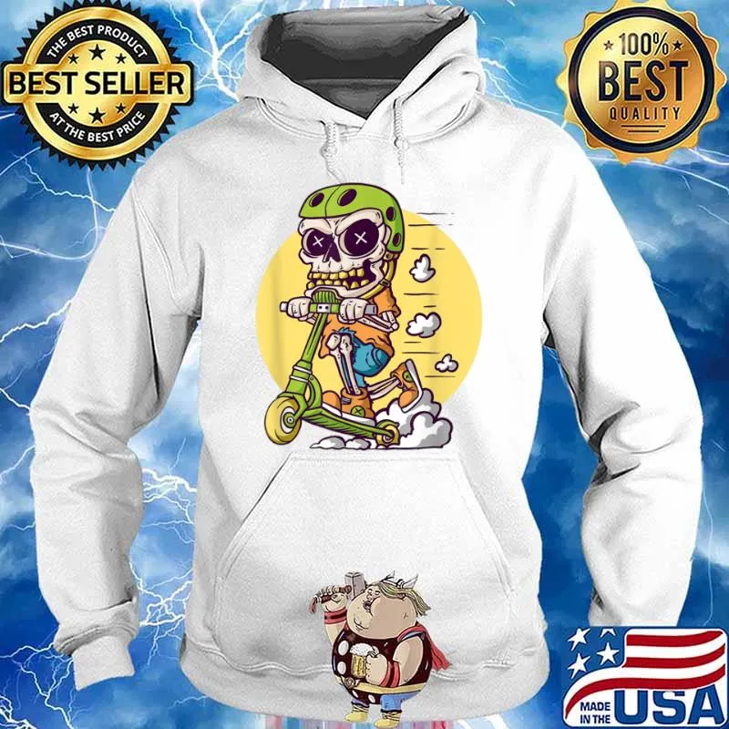 Halloween Skeleton Riding Stunt Scooter Shirt Hoodie