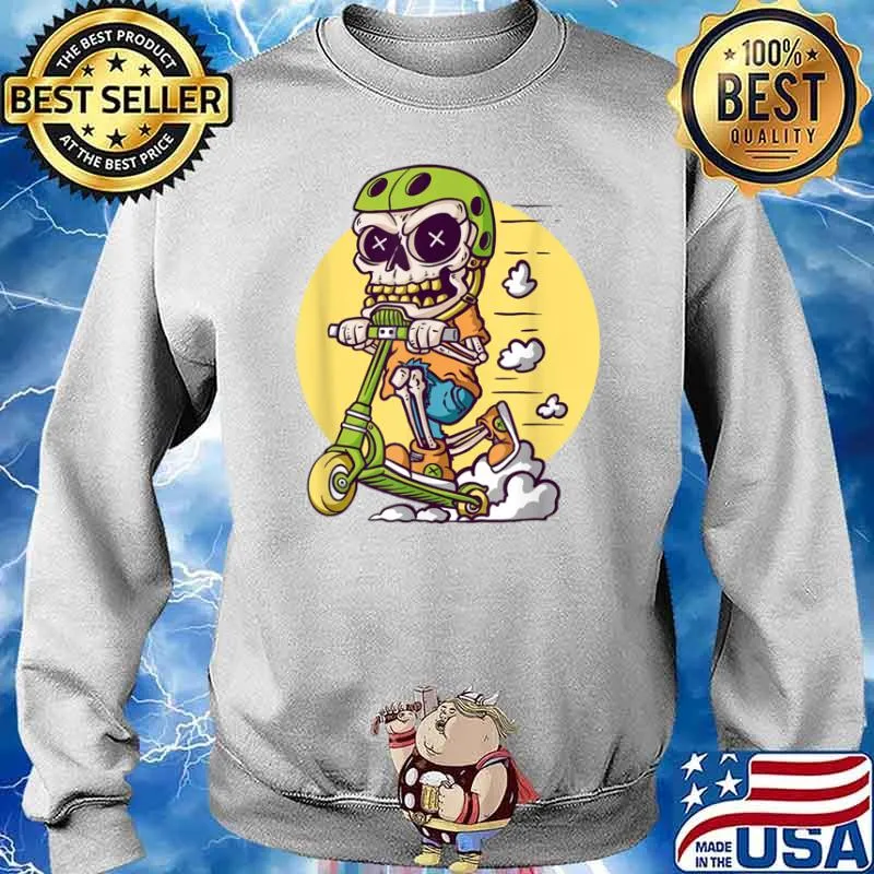 Halloween Skeleton Riding Stunt Scooter Shirt Sweater