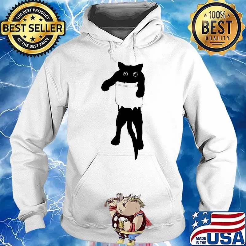Hang loose black cat pocket art Classic T-Shirt Hoodie
