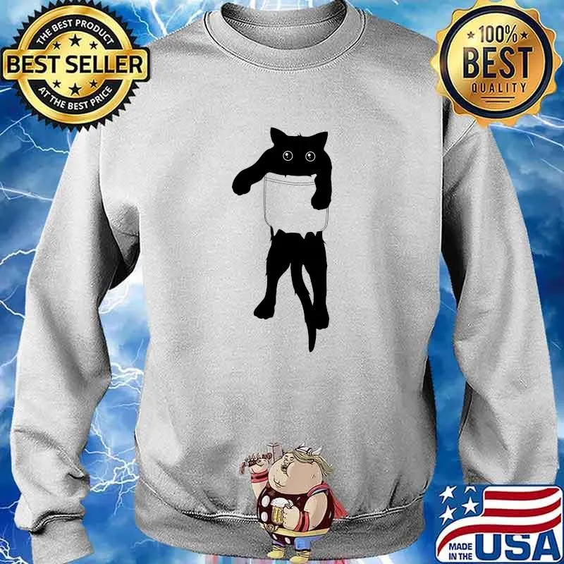 Hang loose black cat pocket art Classic T-Shirt Sweater