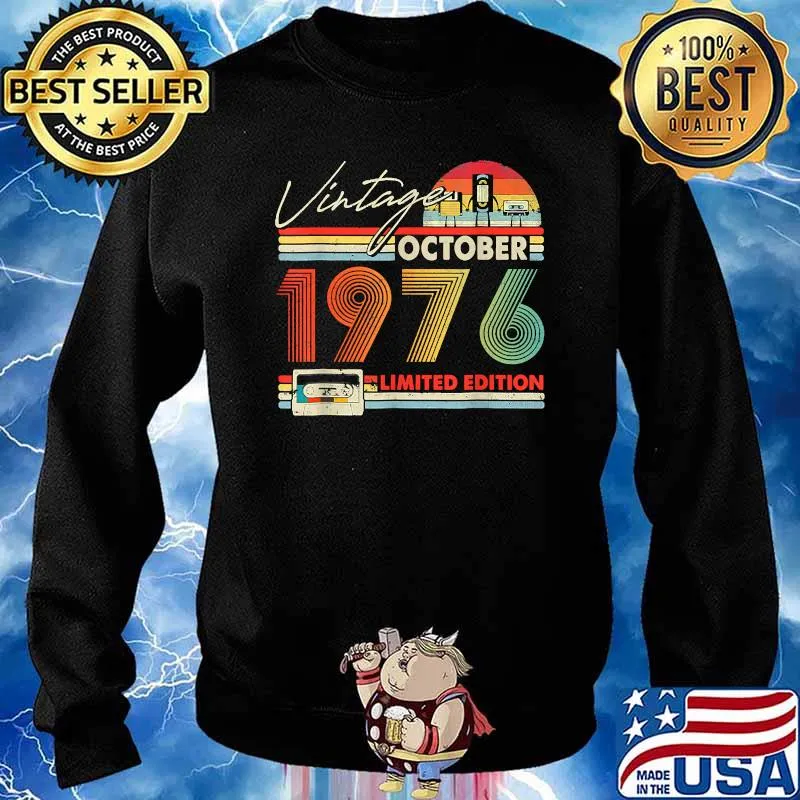 Happy 45th Bday Vintage October 1976 Shirt 45 Years Old T-Shirt Sweater