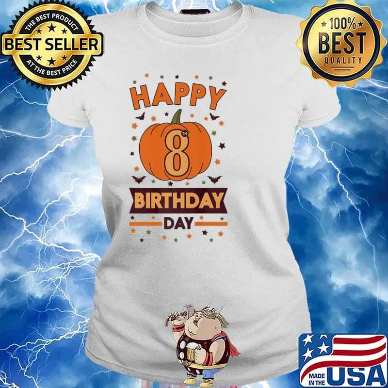 Happy 8Th Birthday Pumpkin Halloween Shirt Ladies tee