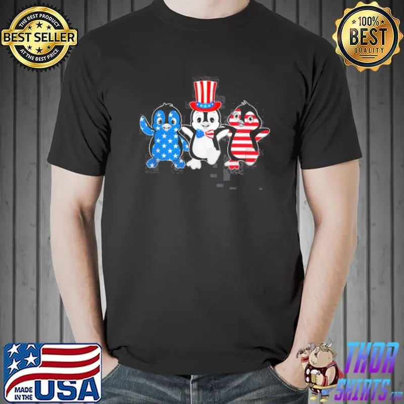 Happy Fourth Of July Patriotic Animals Penguin Usa Flag shirt