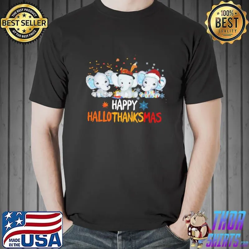 Happy HalloThanksMas Elephants Shirt Unisex
