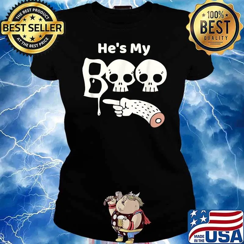 He's My Boo Halloween Matching Couples T-Shirt Ladies tee