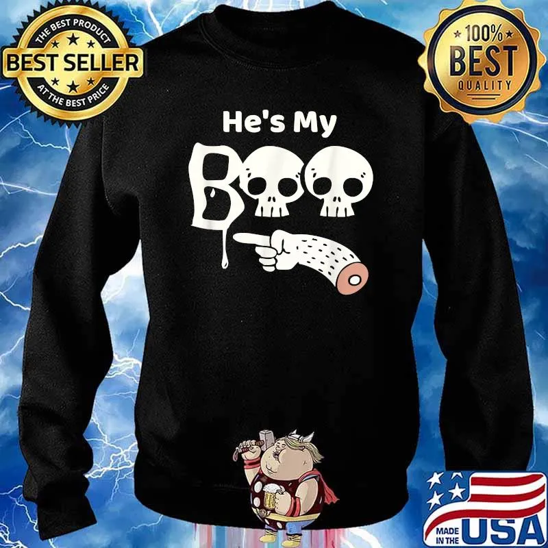 He's My Boo Halloween Matching Couples T-Shirt Sweater