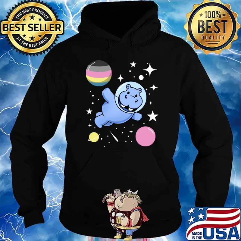 Hippo Astronaut Polygender Pride T-Shirt Hoodie