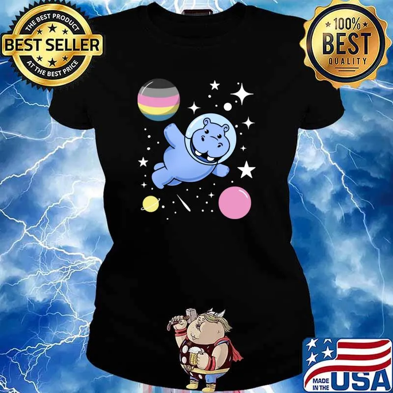 Hippo Astronaut Polygender Pride T-Shirt Ladies tee