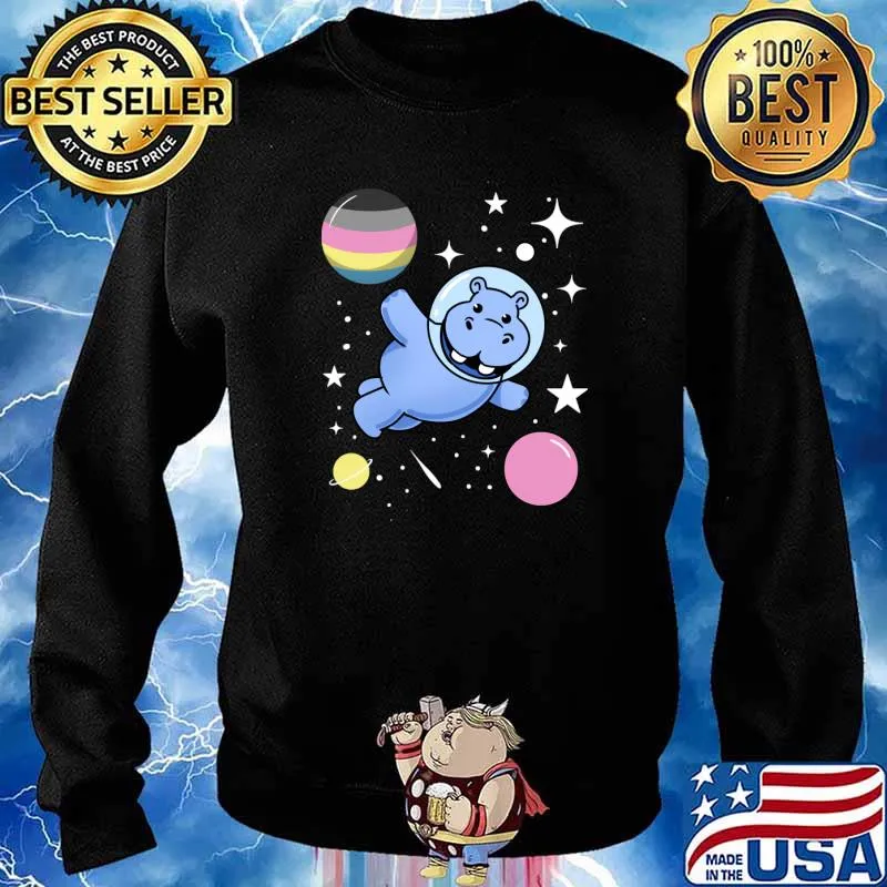 Hippo Astronaut Polygender Pride T-Shirt Sweater