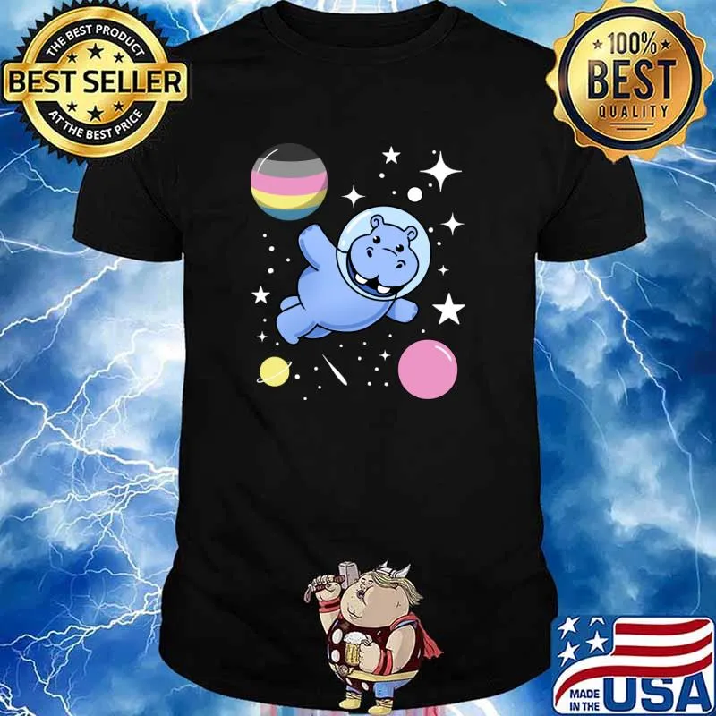 Hippo Astronaut Polygender Pride T-Shirt