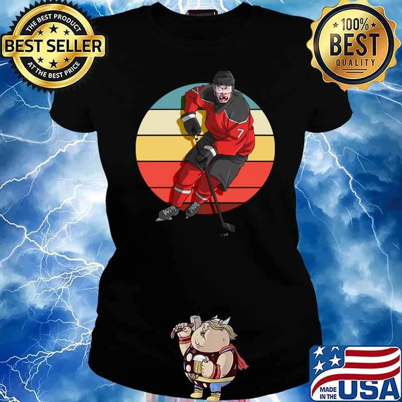 Hockey Player Ice Skating Fan Jersey Vintage T-Shirt Ladies tee