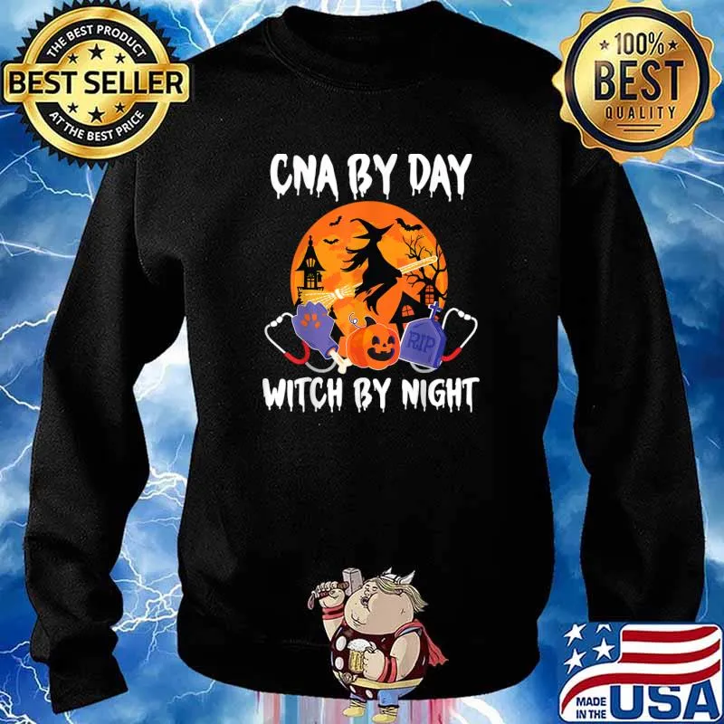 Horror Cna By Day Witch By Night Halloween Certified Nurse Funny T-Shirt Sweater