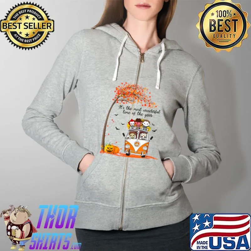 Horror Movies Funny Fall Autumn Leaf Tree Halloween Season T-Shirt Full Zip Hooded