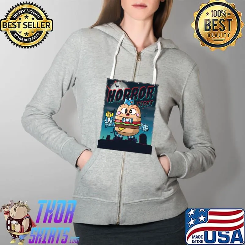 Horror Night BURGER LOU T-Shirt Full Zip Hooded