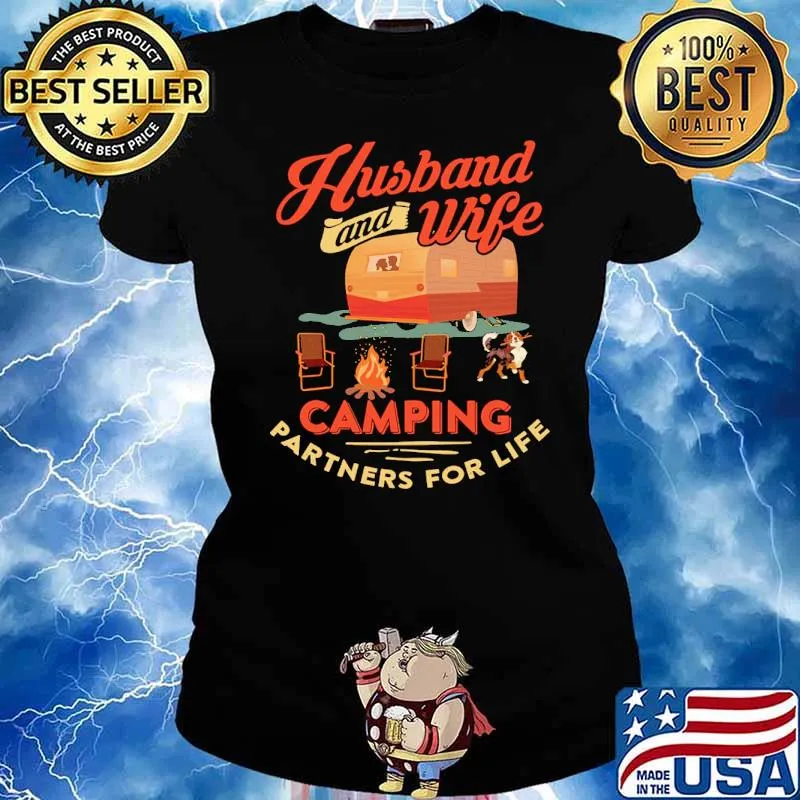Husband and wife camping partners for life dog s Ladies tee