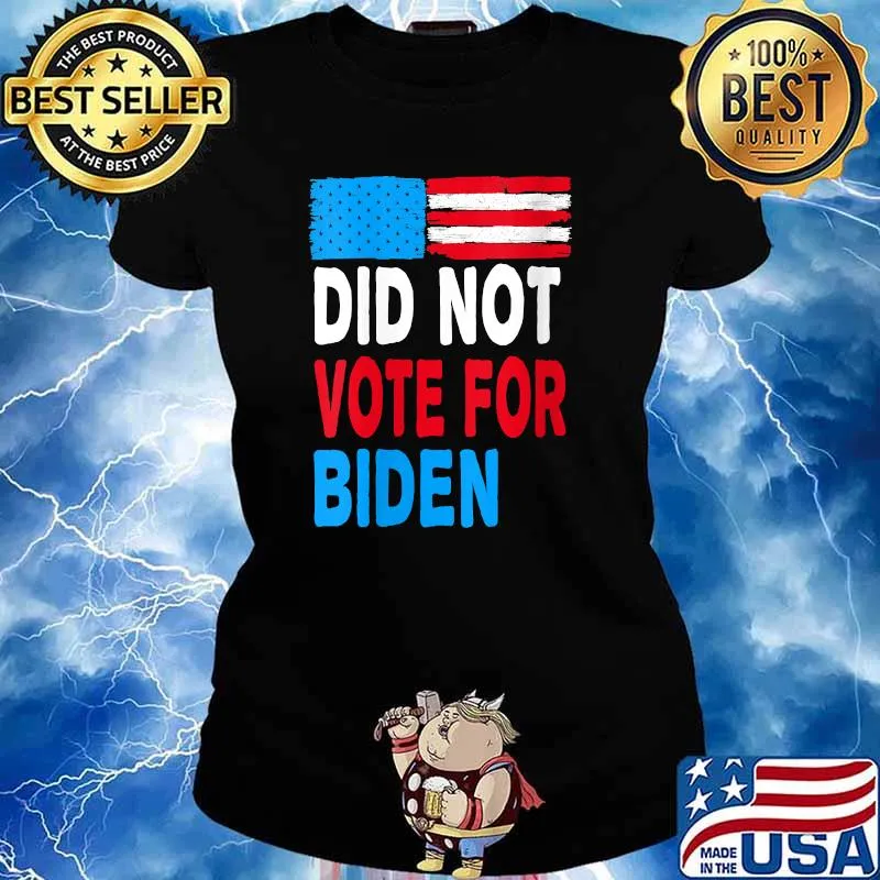 I Did Not Vote For Biden Impeach Biden American Flag T-Shirt Ladies tee