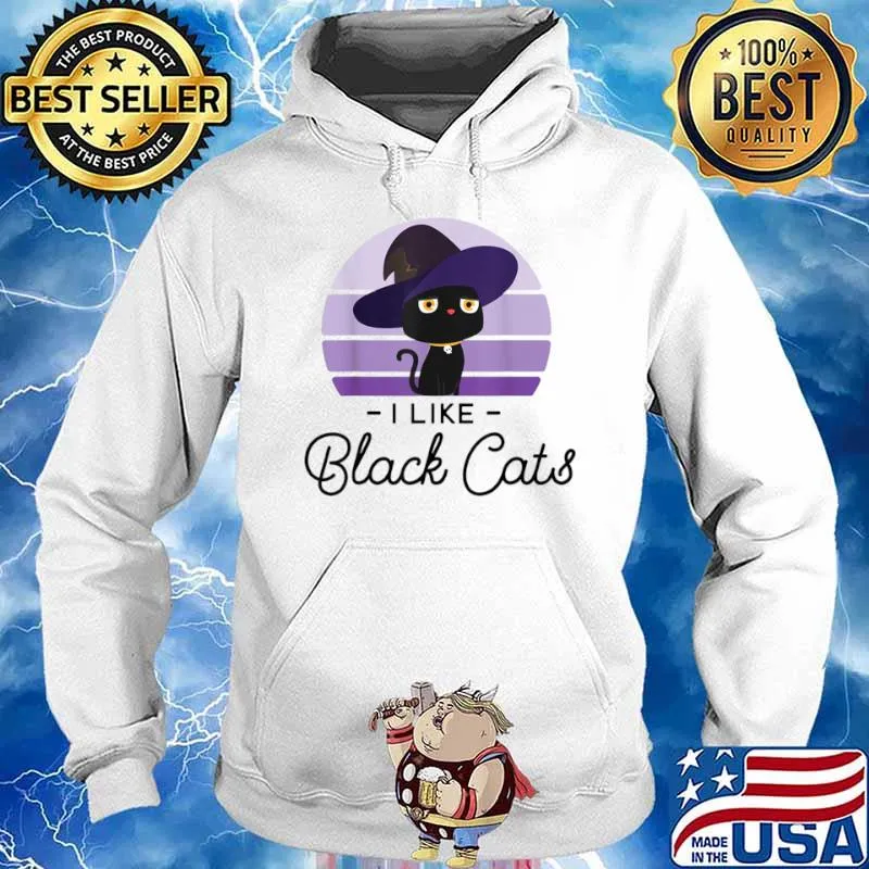 I Like Black Cats with sweet cute Hat Halloween Shirt Hoodie