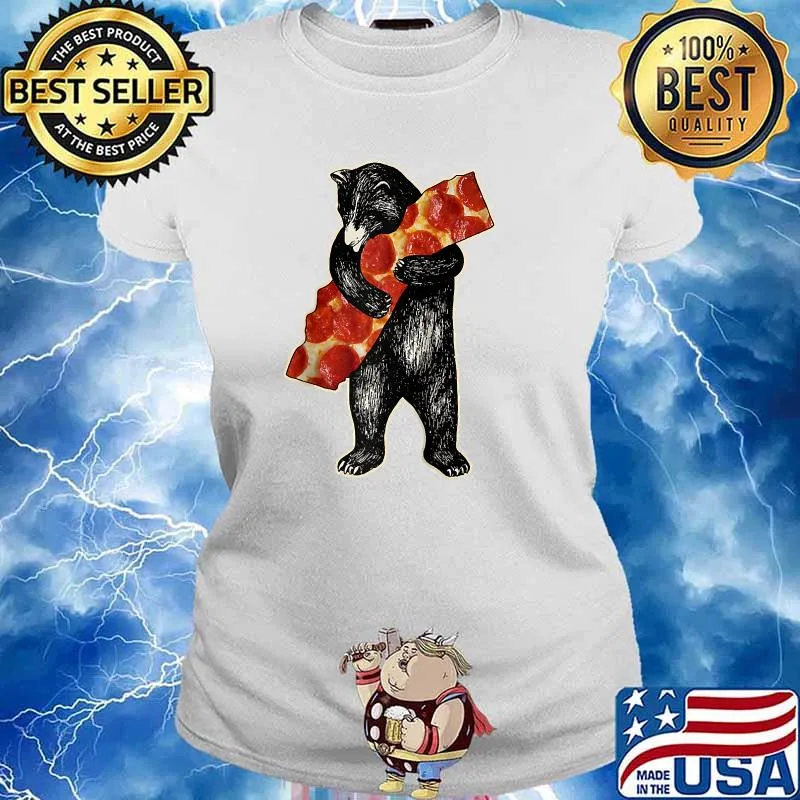 I Love California Pepperoni Pizza Bear Hugging California Raglan Baseball T-s Ladies tee