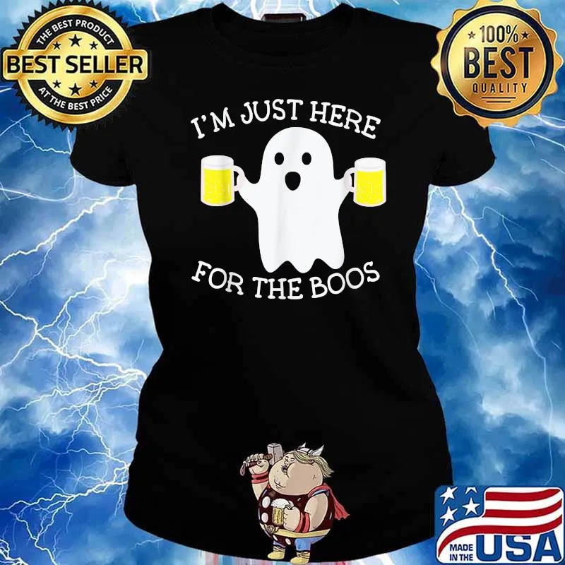 I'm Just Here For The Boos Funny Halloween Ghost T-Shirt Ladies tee