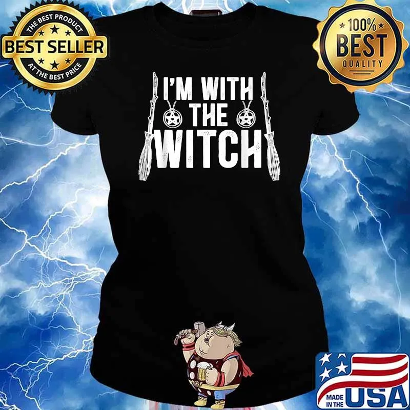 I'm With The Witch for a Couples Halloween Witches T-Shirt Ladies tee