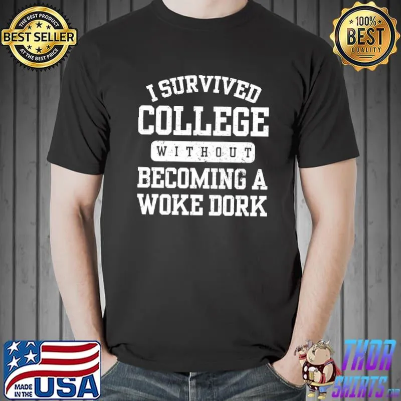 I Survived College Without Becoming A Woke Dork Shirt