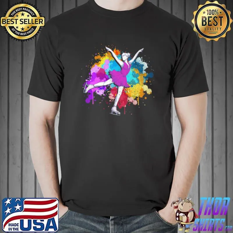 Ice Skater Winter Sports Figure Skater Colorful Ice Skating T-shirt