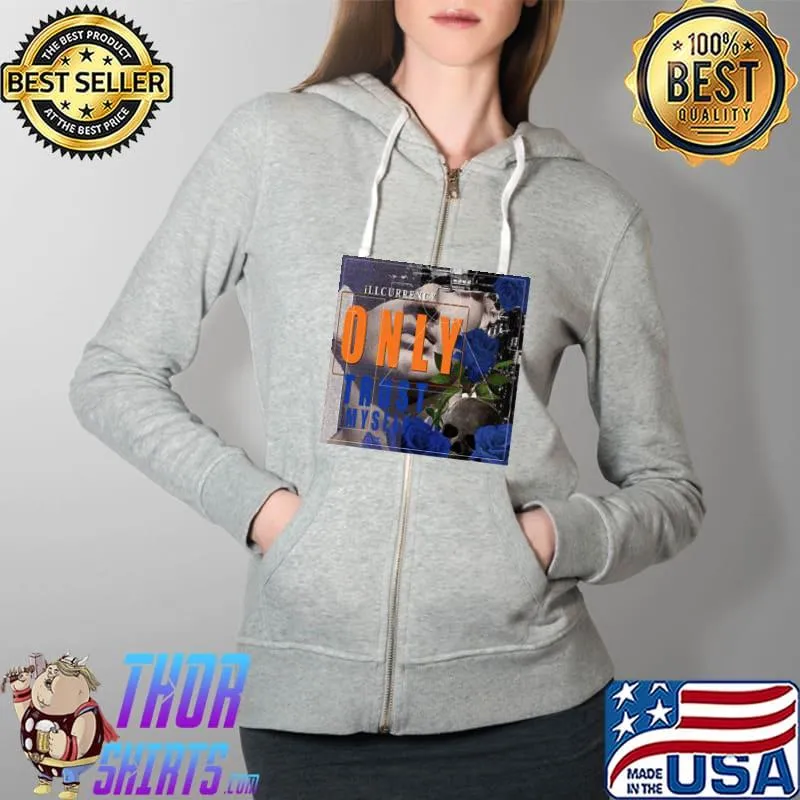 Illcurrency Blue Rose Only Trust Myself Skull Shirt Full Zip Hooded