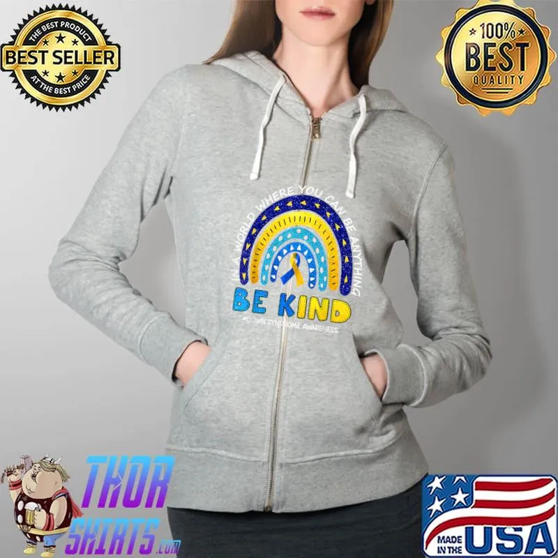In October We Wear Blue And Yellow Down Syndrome Awareness T-Shirt Full Zip Hooded