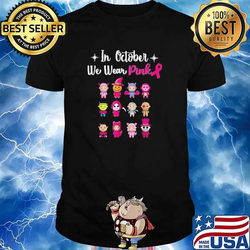 In October We Wear Pink Chibi Horror Halloween shirt