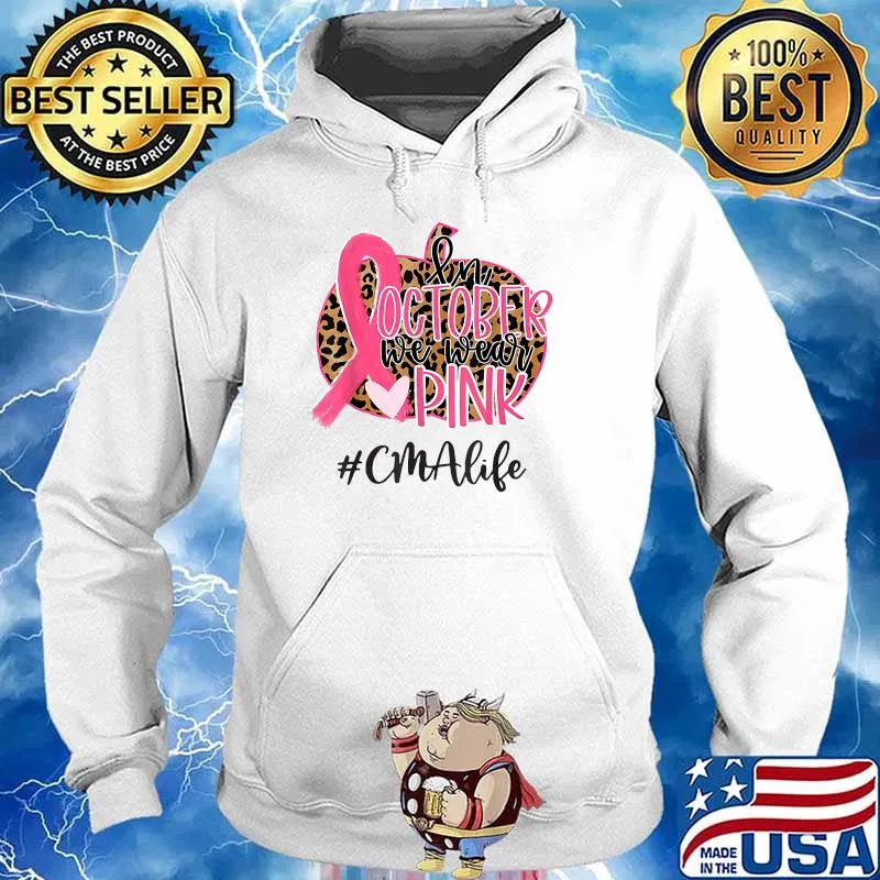 In October We Wear Pink CMA Life Leopard Pumpkin T-Shirt Hoodie