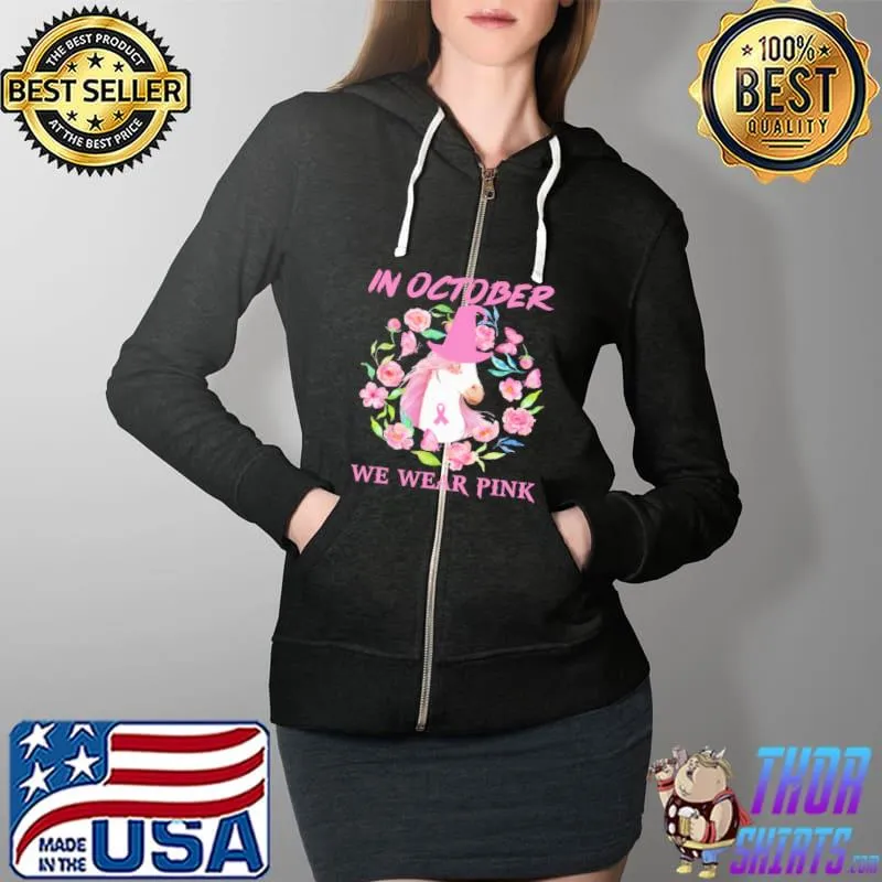 In October We Wear Pink Horse Flower Shirt Full Zip Hooded