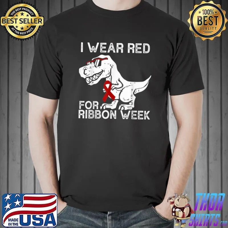 In October We Wear Red Ribbon Squad Week Awareness Kids Boy T-Shirt