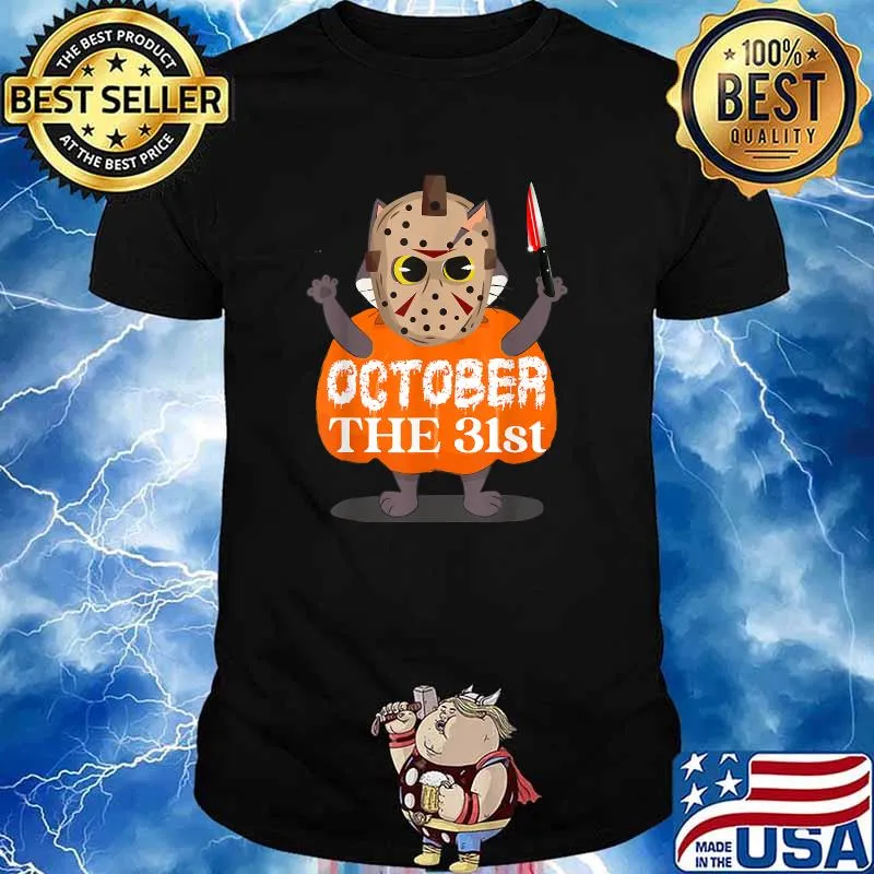 Jason Hockey Mask Halloween Cat T-Shirt