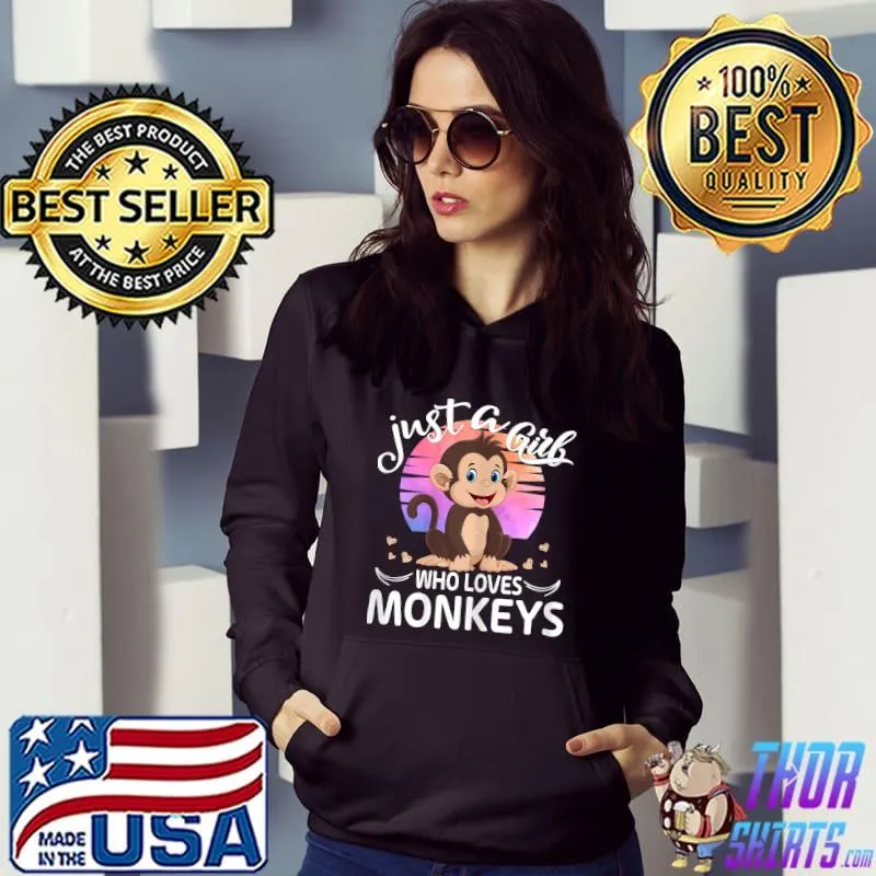 Just A Girl Who Loves Monkeys Cute Monkey Lover Girls Kids T-Shirt