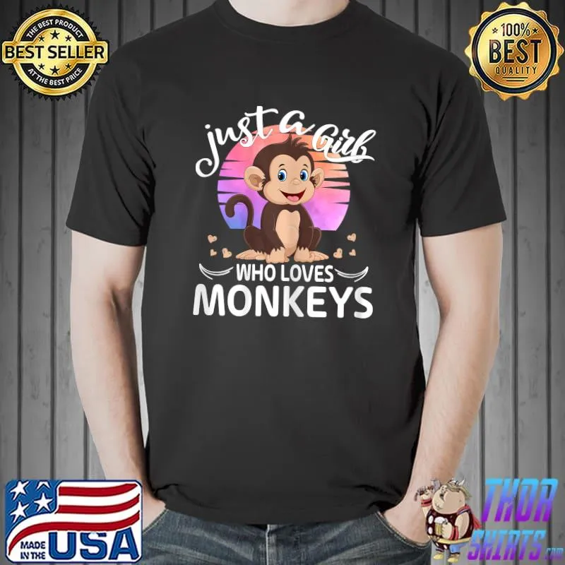 Just A Girl Who Loves Monkeys Cute Monkey Lover Girls Kids T-Shirt Unisex