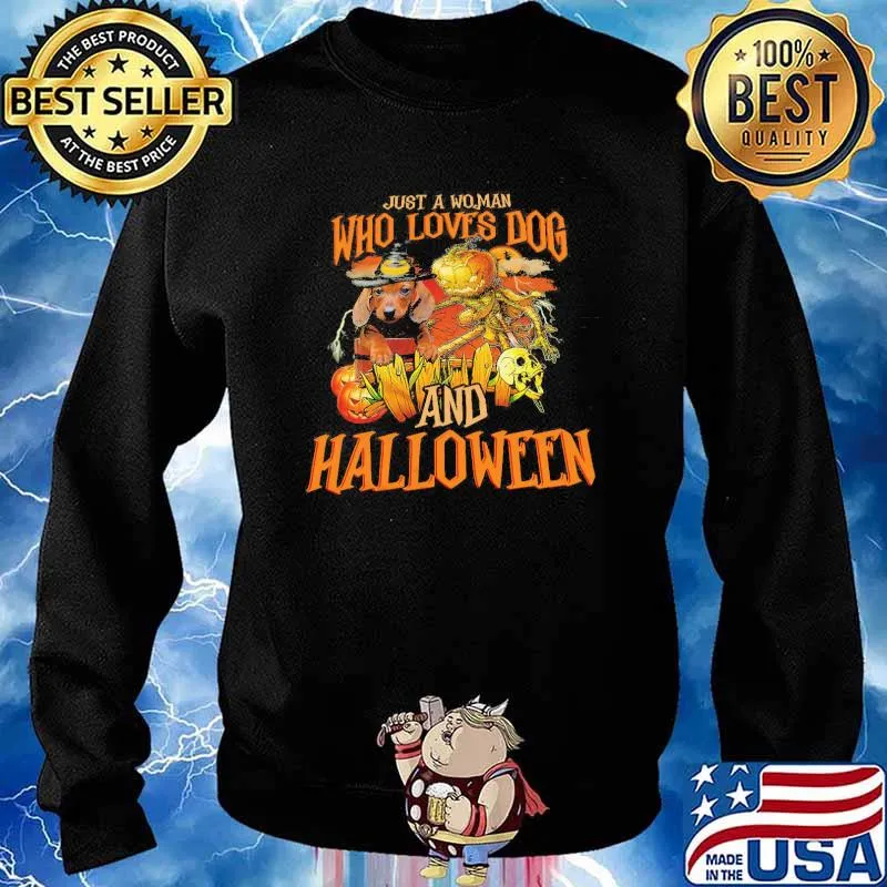 Just A Woman Who Loves Dog And Halloween Shirt Sweater