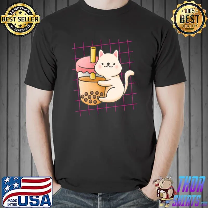 Kawaii Cat Dring Boba TeaBubble Tea Classic T-Shirt Unisex