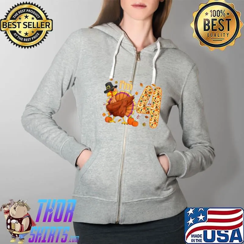 Kids 4 Years Old Turkey Thanksgiving Day 4th Birthday T-Shirt Full Zip Hooded
