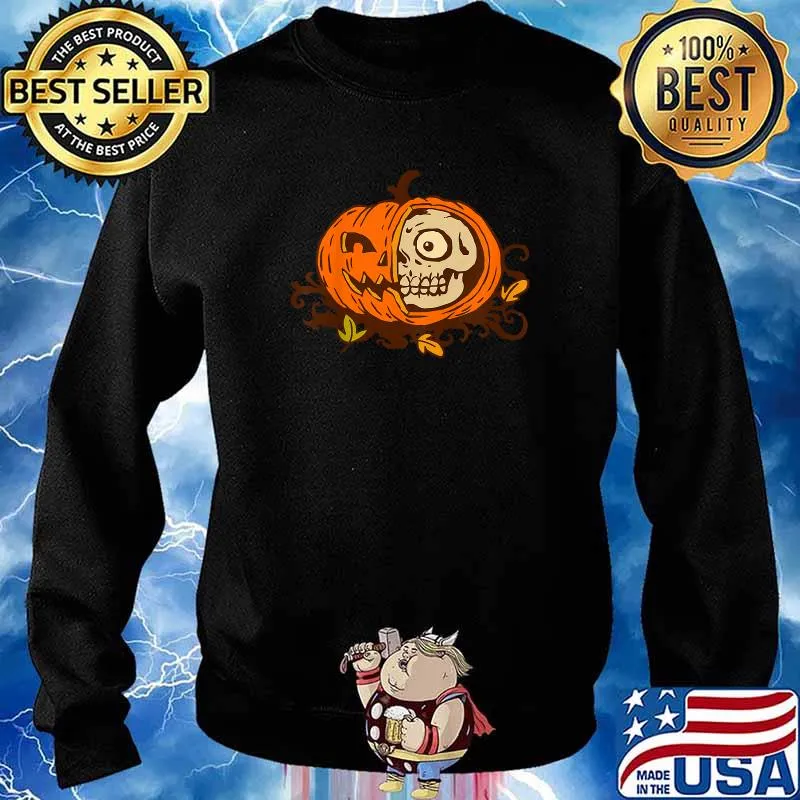 Kids Creepy Skull Pumpkin Halloween Scary T-Shirt Sweater