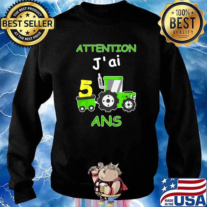 Kids J'ai DérêCinq Ans Tractor Children's Birthday Gift T-Shirt Sweater