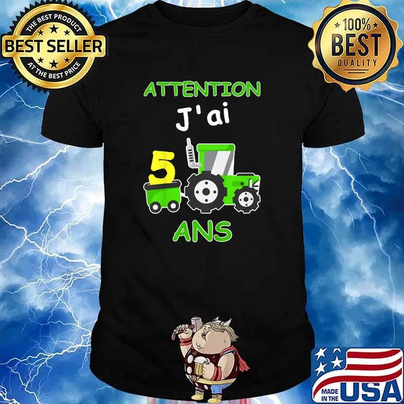 Kids J'ai DérêCinq Ans Tractor Children's Birthday Gift T-Shirt