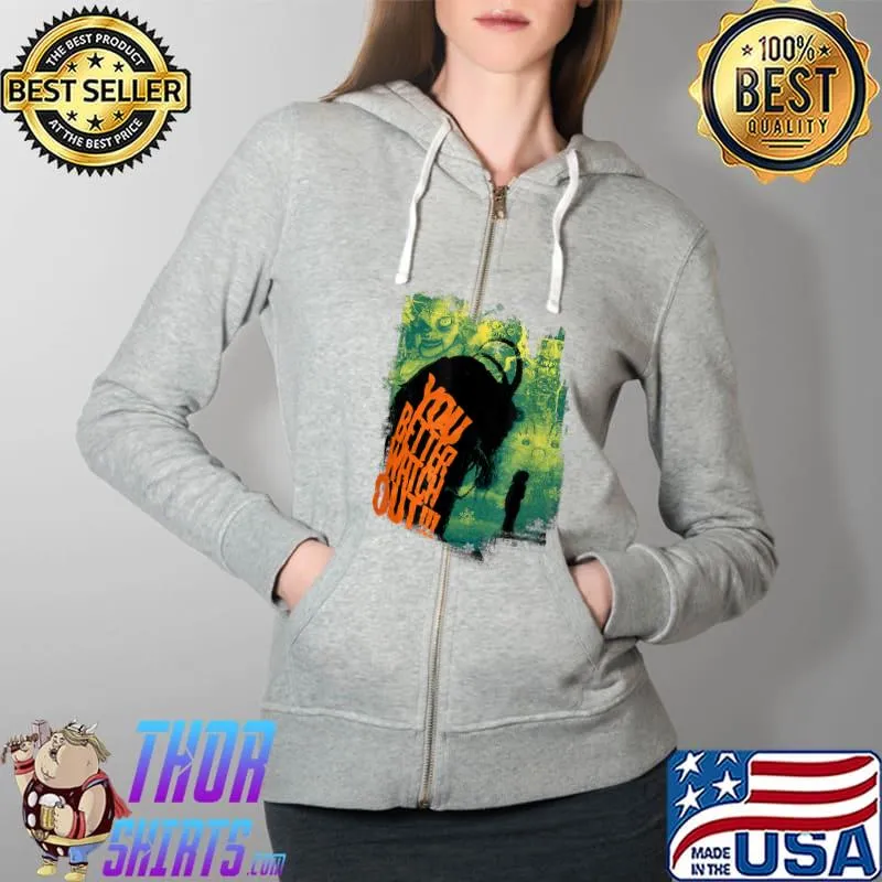 Krampus – You Better Watch Out!!! Green T-Shirt Full Zip Hooded