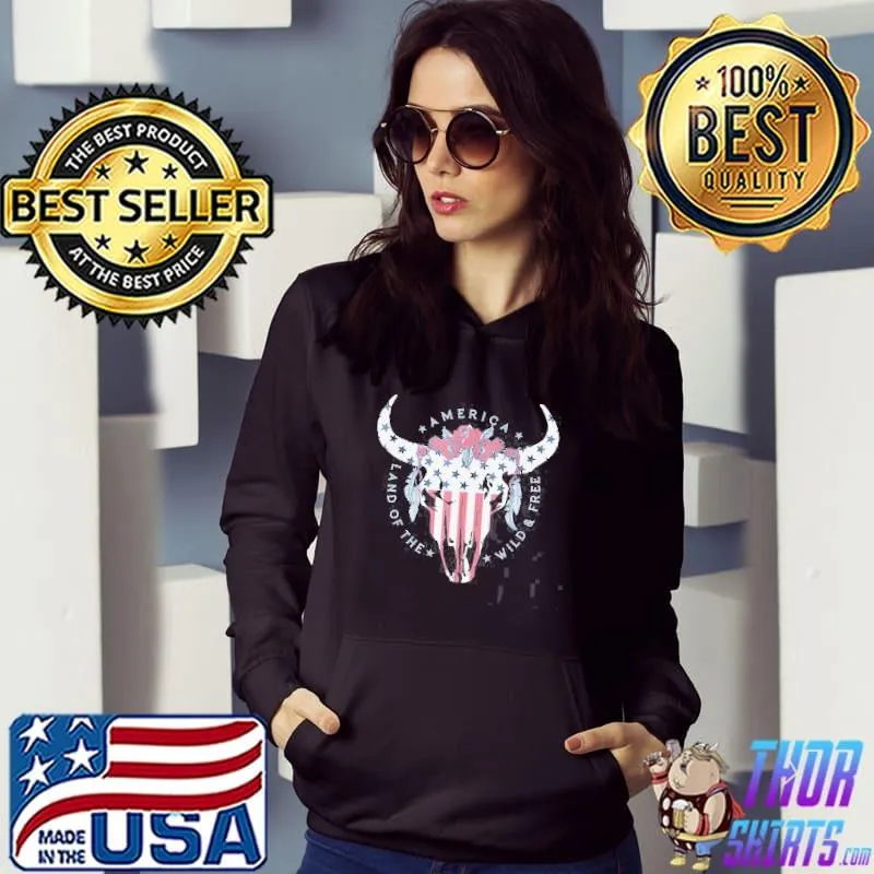 Land Of The Free Bull Skull Shirt Hoodie