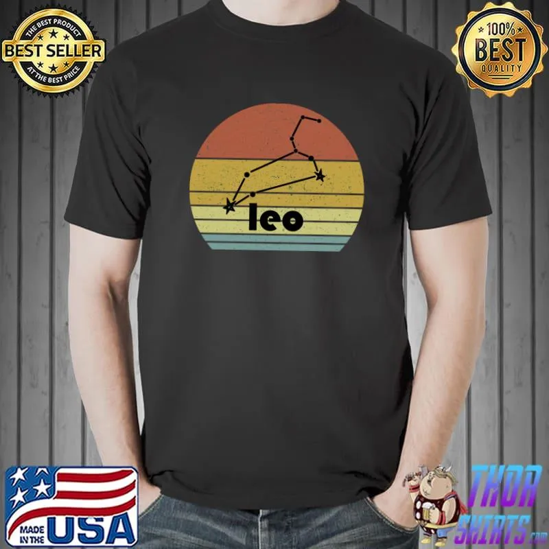 Leo Zodiac Sign Constellation Stars Astrology Vintage T-Shirt